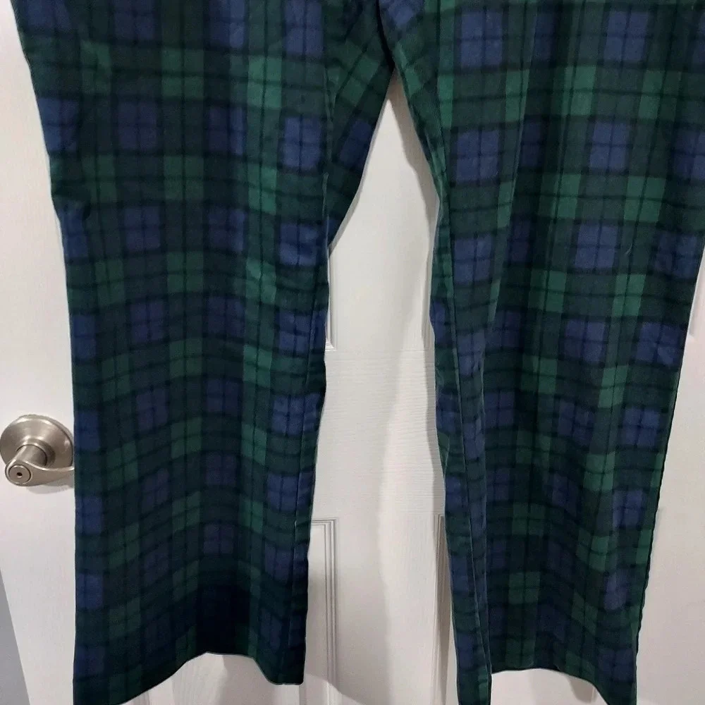 Croft & Barrow Blue and Green Plaid Effortless Stretch Bootcut Pants in Size 20W